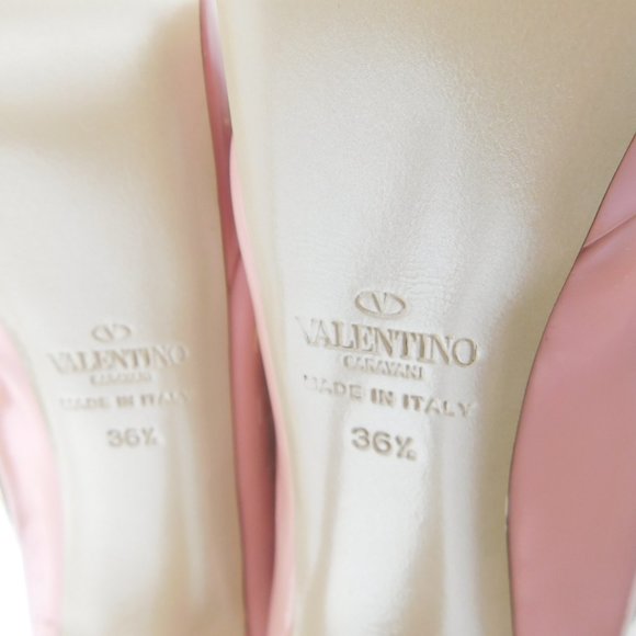 VALENTINO Rockstud Baby Pink Patent Leather Platform Peep Toe Heel Pumps 36.5 - Picture 8 of 9